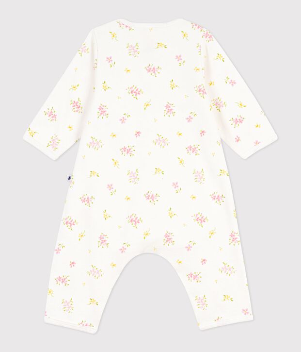 Katoenen bodypyjama zonder voetjes met bloemetjesprint wit/multicouleur