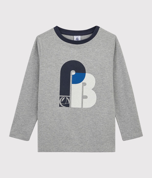 T-shirt met zeefdruk jongens kinderen grijs