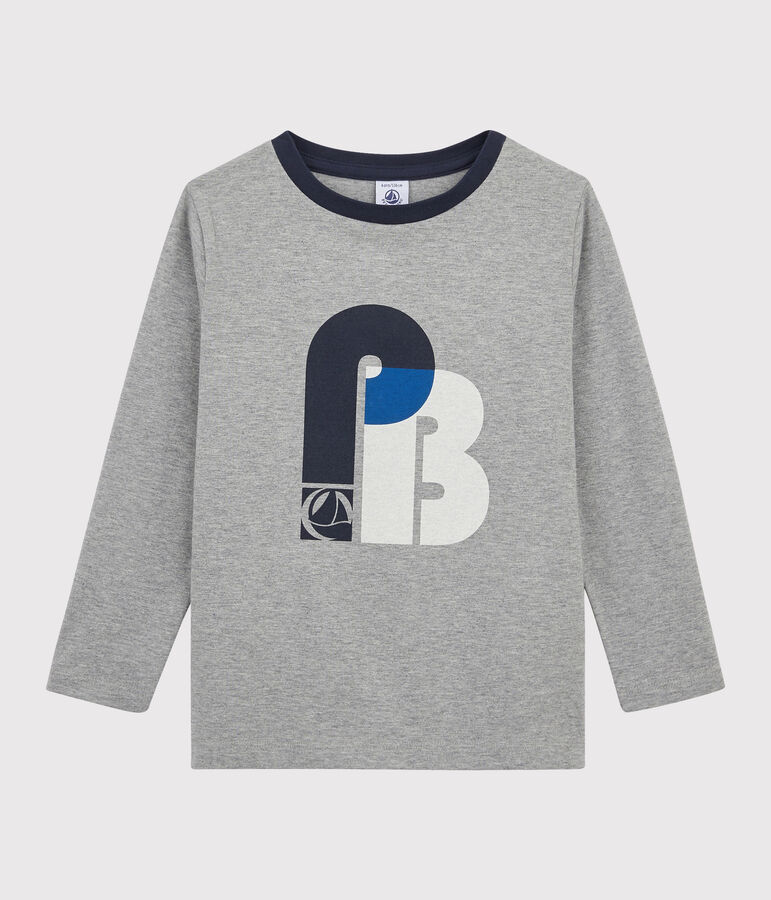 Tee-shirt s&eacute;rigraphi&eacute; enfant gar&ccedil;on gris