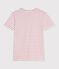 Tee-shirt femme en coton manches courtes &agrave; rayures blanc/rouge