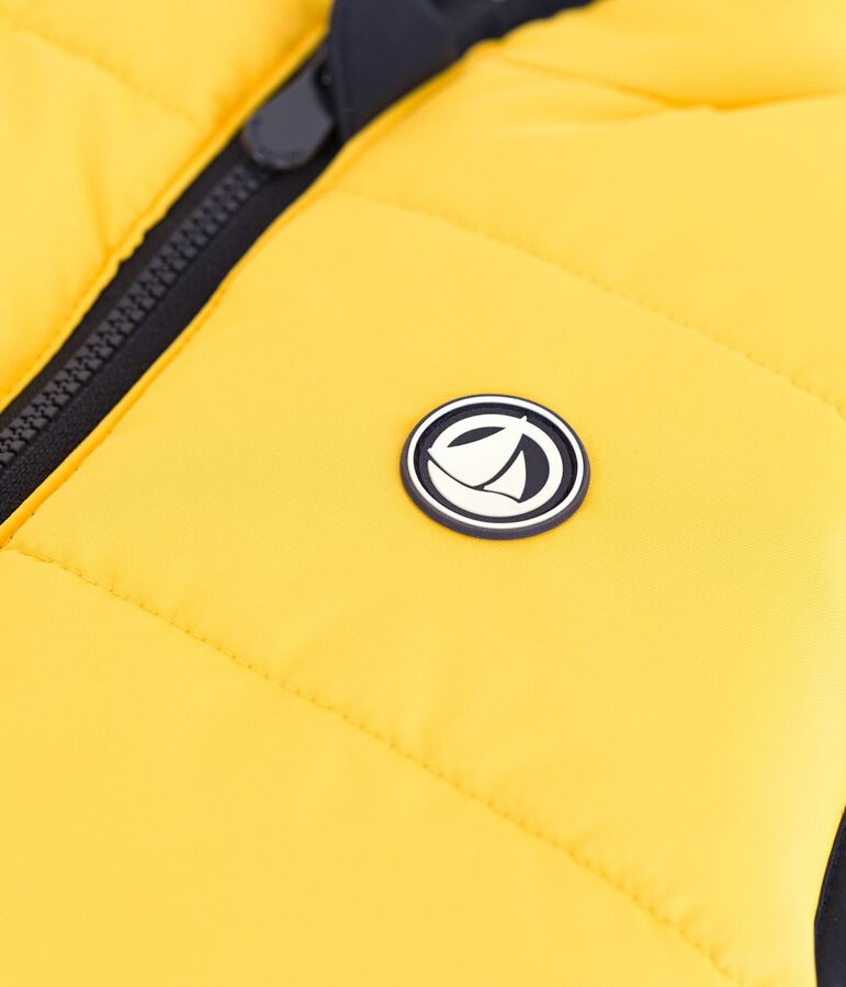 Doudoune enfant sans manche bicolore r&eacute;versible bleu/jaune