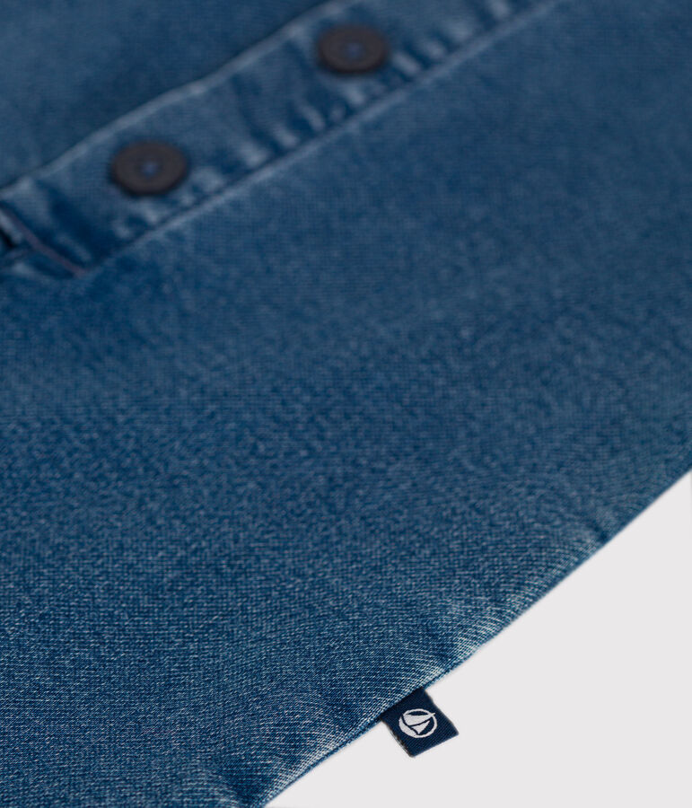 Mouwloze babyjumpsuit van denim blauw