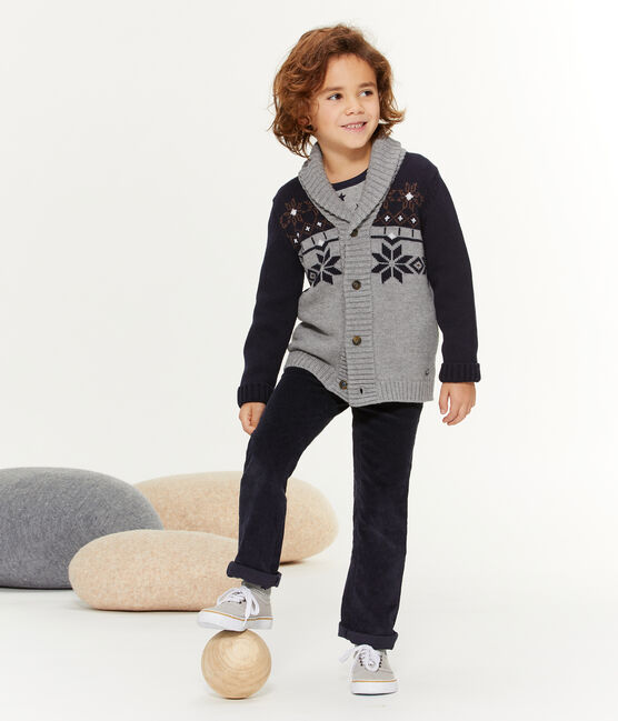Tricot cardigan jongens grijs SUBWAY/blauw SMOKING/ CUIVRE