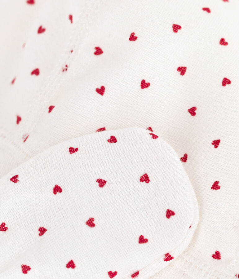 Lot bonnet et mouffles c&oelig;urs en coton multicouleur