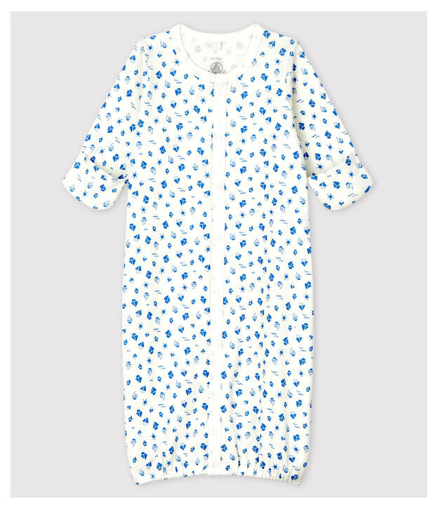 Stervormige playsuit voor baby's van biologisch katoen wit/grijs
