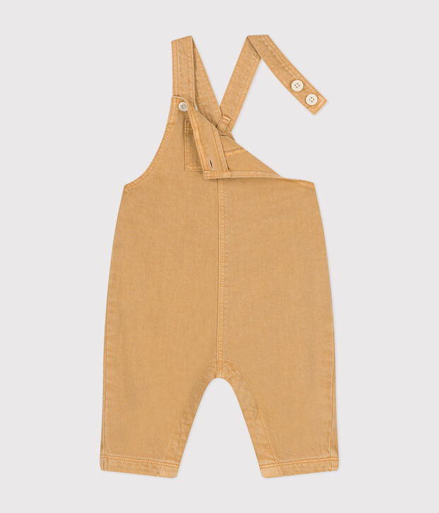 Salopette longue en denim de couleur b&eacute;b&eacute; beige