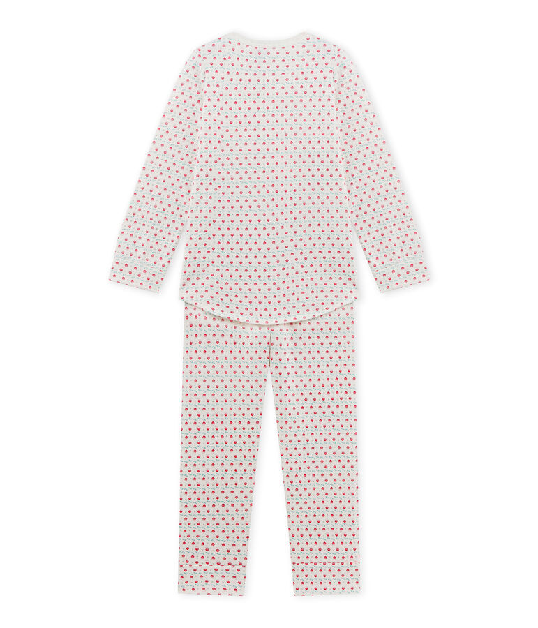 Pyjama fille imprim&eacute; blanc LAIT/blanc MULTICO