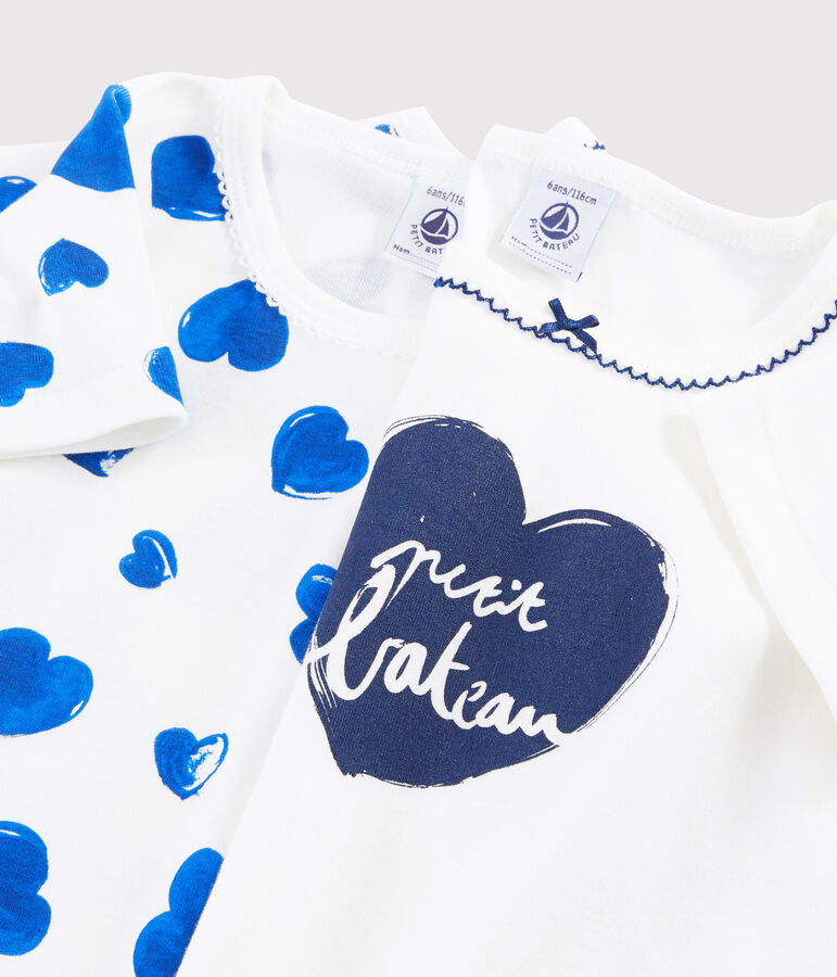 Lot de 2 tee-shirts manches courtes c&oelig;urs petite fille variante 1