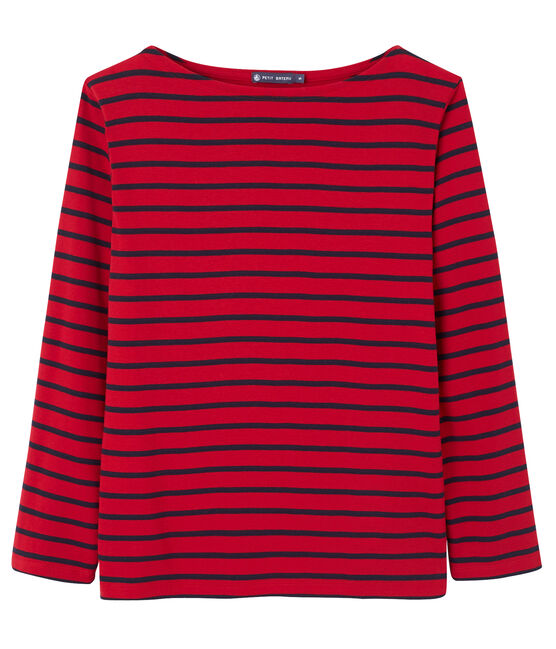 Gestreept uniseks T-shirt rood MARS/blauw SMOKING