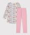 Chemise de nuit et legging enfant en tubique &agrave; fleurs rose/multicouleur