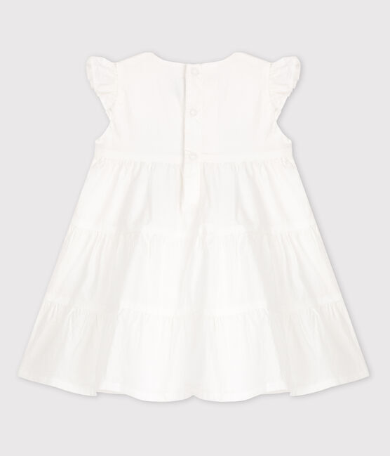 Robe sans manches bébé en popeline blanc ECUME