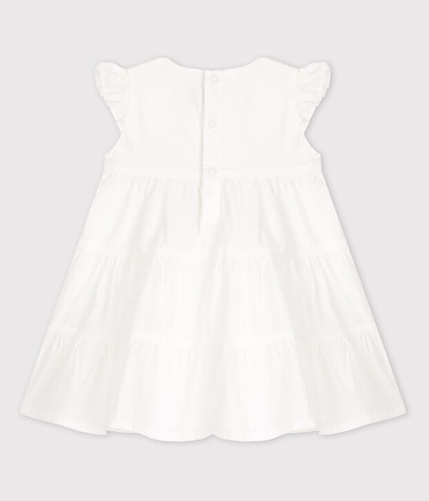 Robe sans manches b&eacute;b&eacute; en popeline blanc
