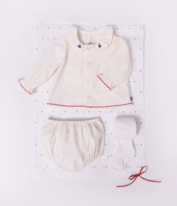 Coffret cadeau b&eacute;b&eacute; avec blouse, bloomer et collants multicouleur