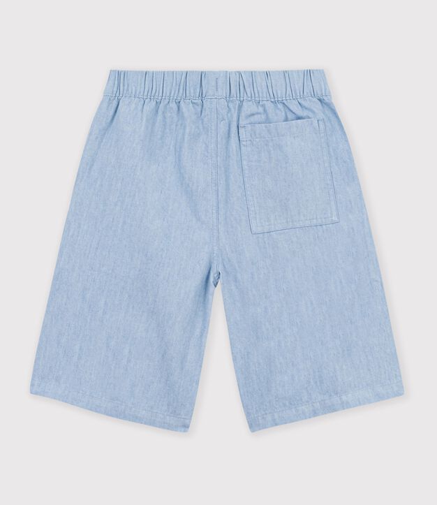 Bermuda short enfant en coton uni bleu