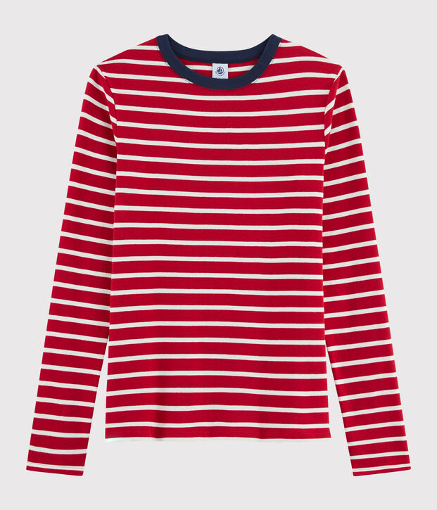 Iconisch Dames T-shirt met ronde hals rood/wit