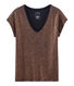 Tee-shirt manches courtes uni femme en lin irisé