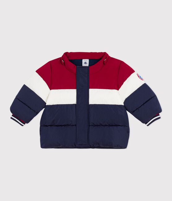 Effen dun donsjack met colorblock voor baby's blauw SMOKING/wit MULTICO