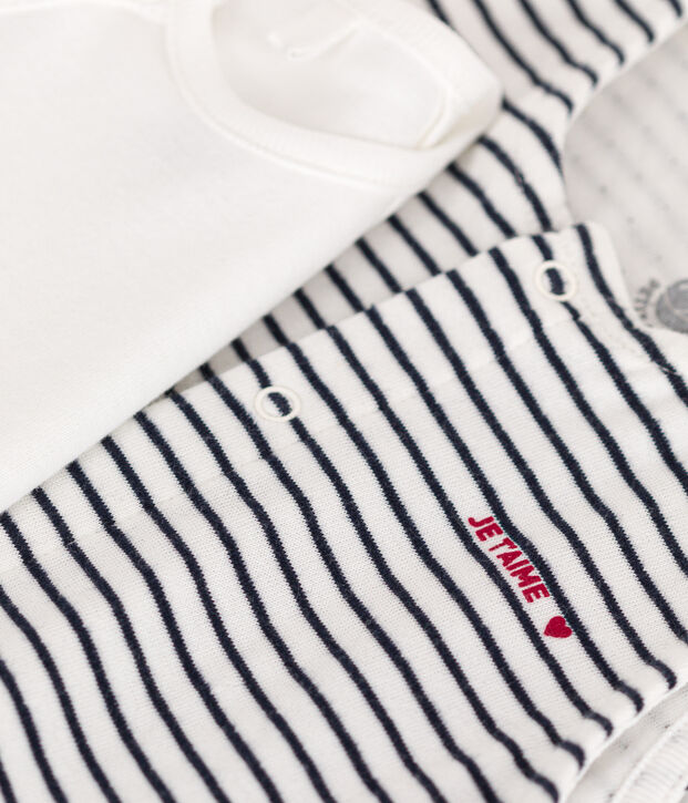 Katoenen babypakje en -rompertje wit/blauw