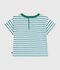 Katoenen T-shirt met korte mouwen en streepjes voor baby's wit/multicouleur