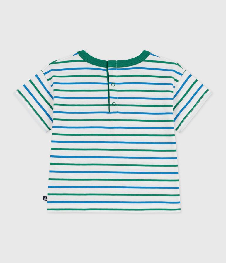 Tee-shirt b&eacute;b&eacute; en coton manches courtes, ray&eacute; blanc/multicouleur