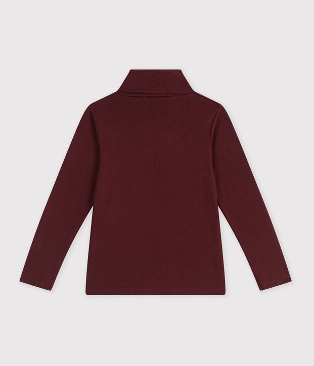 Sous-pull enfant en coton uni bordeaux
