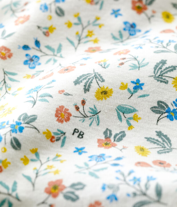 Katoenen body met kraagje en bloemenprint voor baby's wit/multicouleur