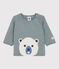 Cardigan voor baby's met beer van wol en katoen grijs SEDUMBLUE