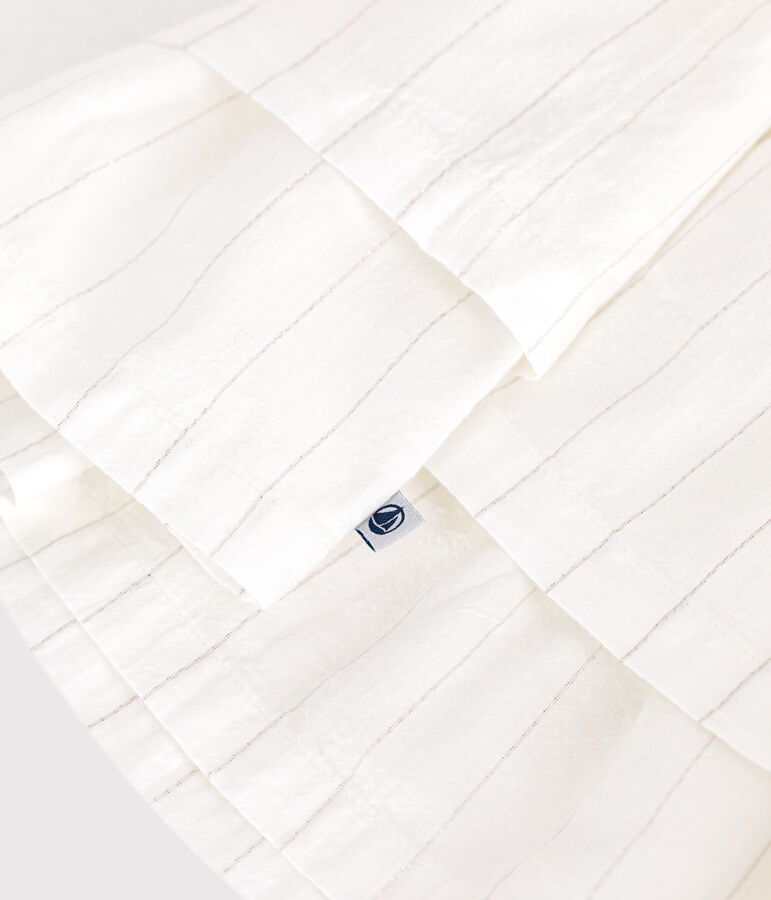 Feestelijke babyjurk met korte mouwen van licht katoen wit/grijs