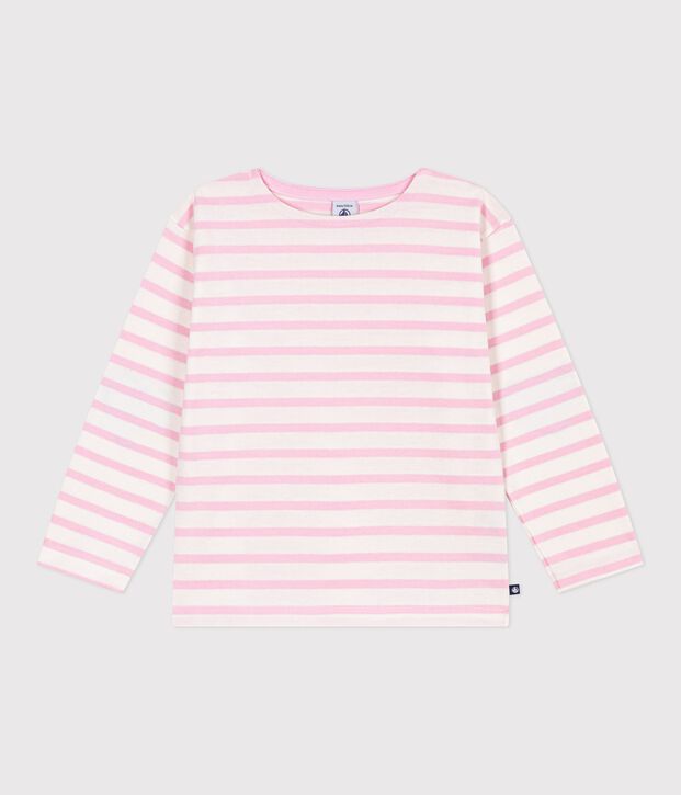 Katoenen gestreept marineshirt voor kinderen roze/roze
