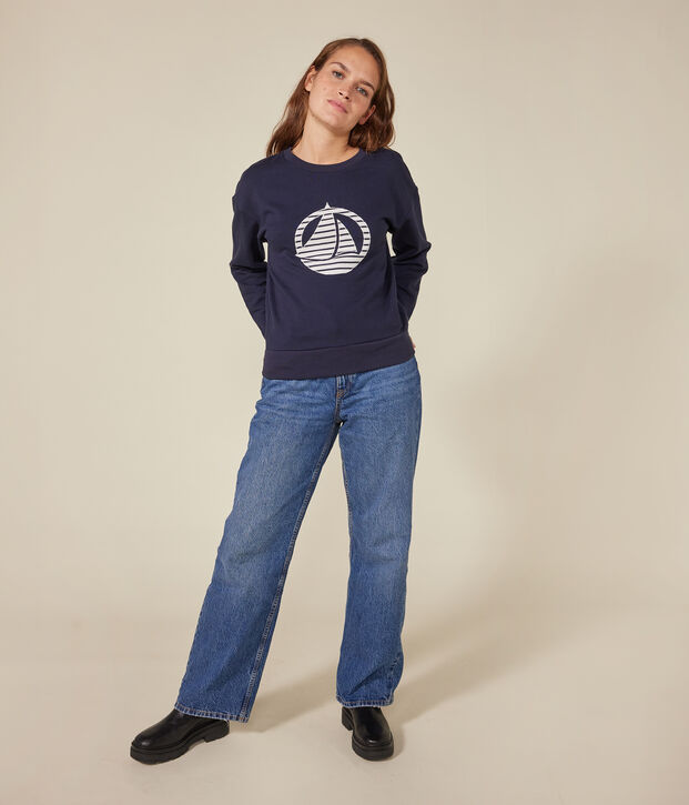 Sweatshirt en molleton femme bleu marine