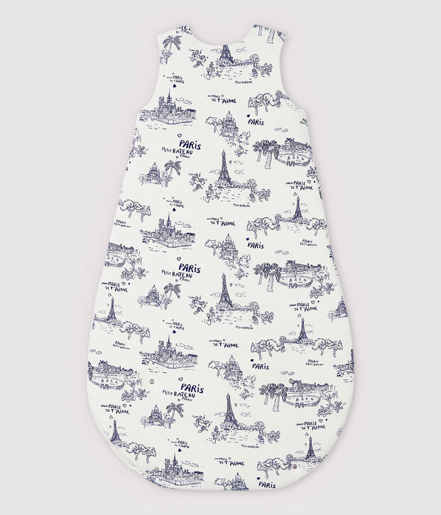 Gigoteuse toile de Jouy Paris b&eacute;b&eacute; en c&ocirc;te blanc/bleu