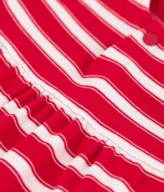 Robe manches courte bébé en jersey épais rayé rouge PEPS/blanc MARSHMALLOW