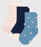 Lot de 3 paires de chaussettes fleurs bébé variante 1