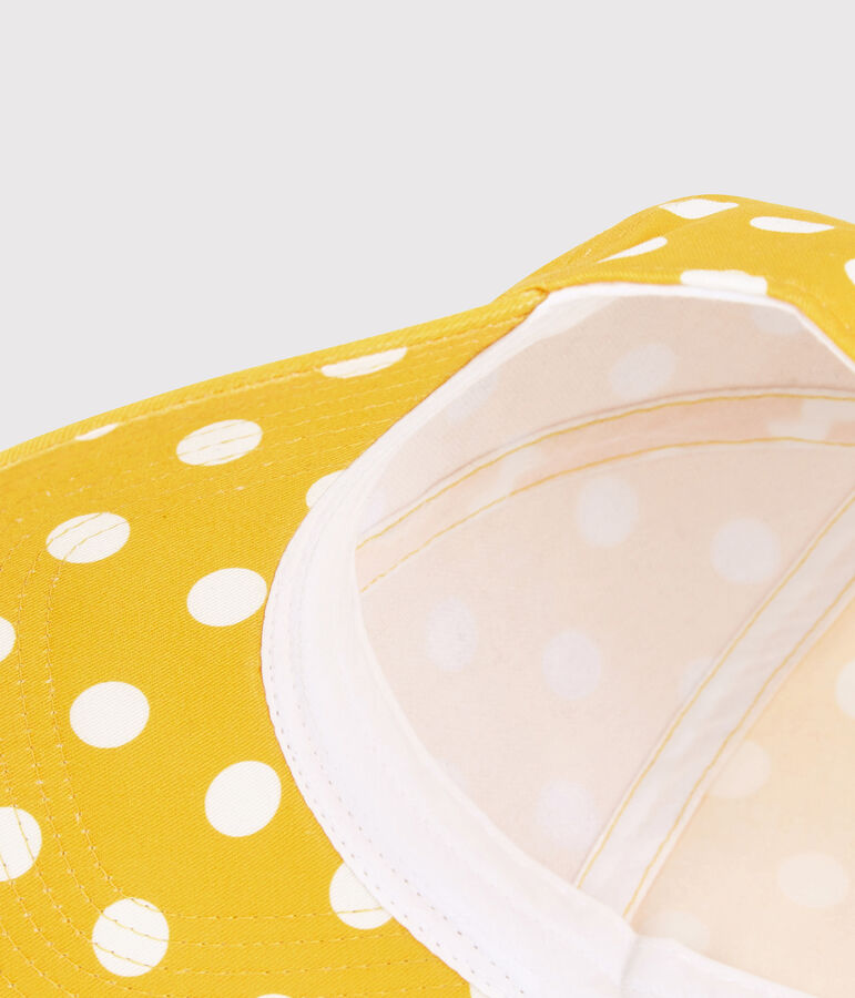 Casquette imprim&eacute;e &agrave; pois enfant fille jaune/blanc