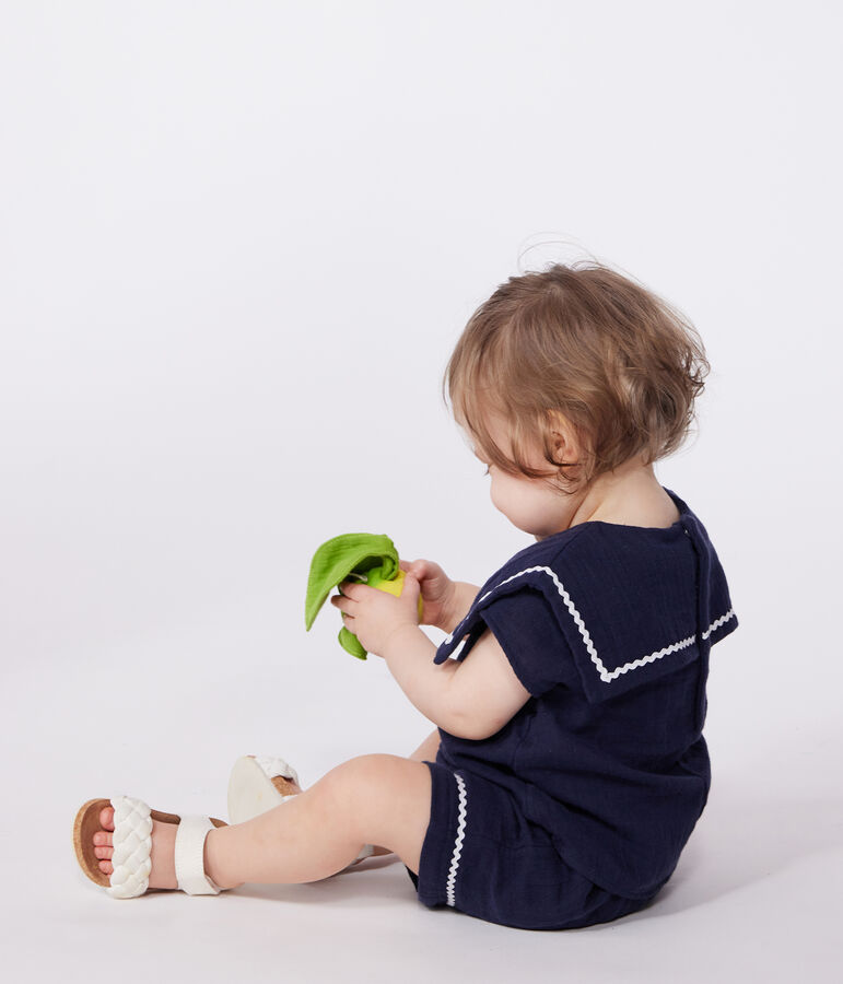 Tweedelig katoenen babysetje met marinedetails blauw