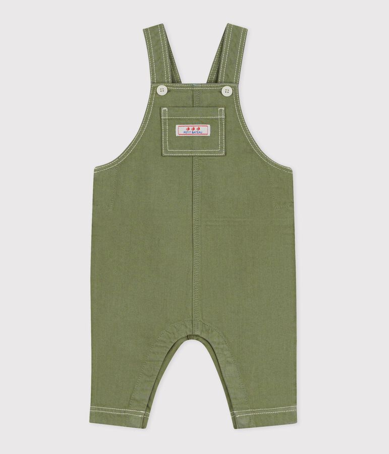 Lange babysalopette van gekleurde denim groen OLIVINE