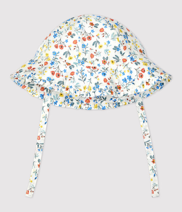 Capeline &agrave; imprim&eacute; fleuris b&eacute;b&eacute;. blanc/multicouleur