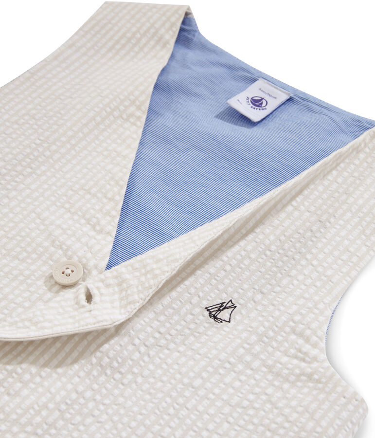 Mouwloos vest jongen beige/wit