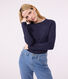 L'Iconique, T-shirt met lange mouw van effen ribstof voor dames