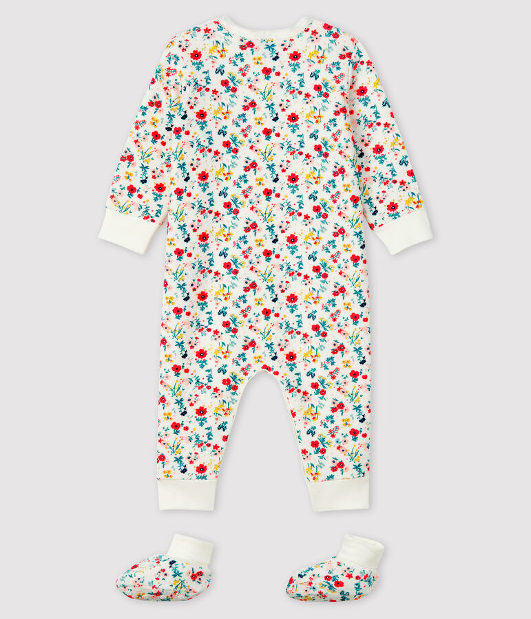 Ensemble nuit b&eacute;b&eacute; fille en bouclette &eacute;ponge blanc/multicouleur