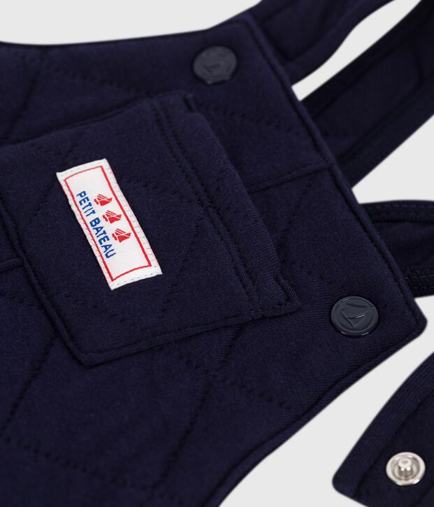 Salopette b&eacute;b&eacute; en coton &eacute;pais jambes longues, unie bleu marine