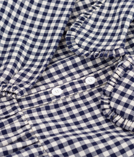 Flanellen geruite jurk met lange mouwen voor kinderen blauw SOIR/ MILK