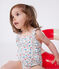 Maillot de bain bébé une pièce à volants, imprimé fleuri blanc MARSHMALLOW/blanc MULTICO
