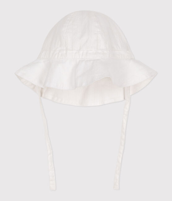 Capeline bébé fille en popeline unie blanc ECUME
