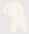 Ensemble 2 pièces bébé en tricot laine et coton blanc MARSHMALLOW