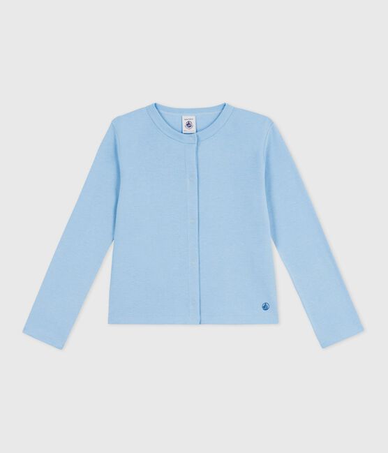 Cardigan enfant en coton uni bleu FLO