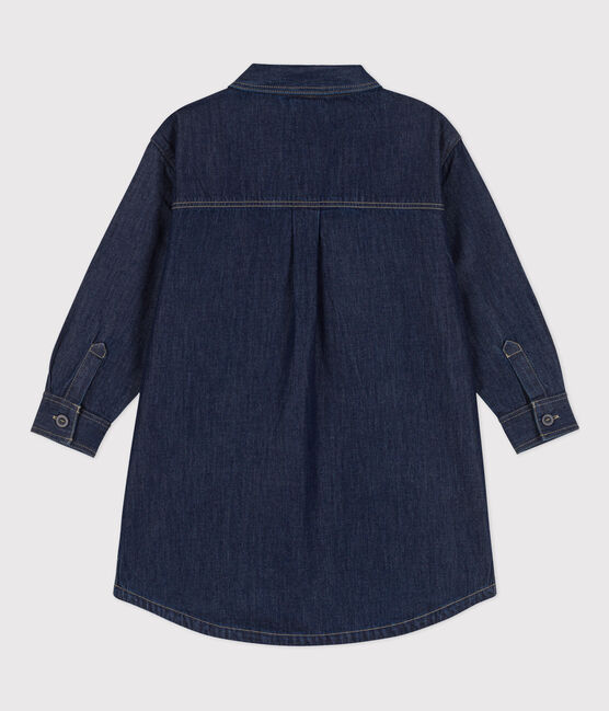 Meisjesjurk met lange mouwen in denim blauw DENIM