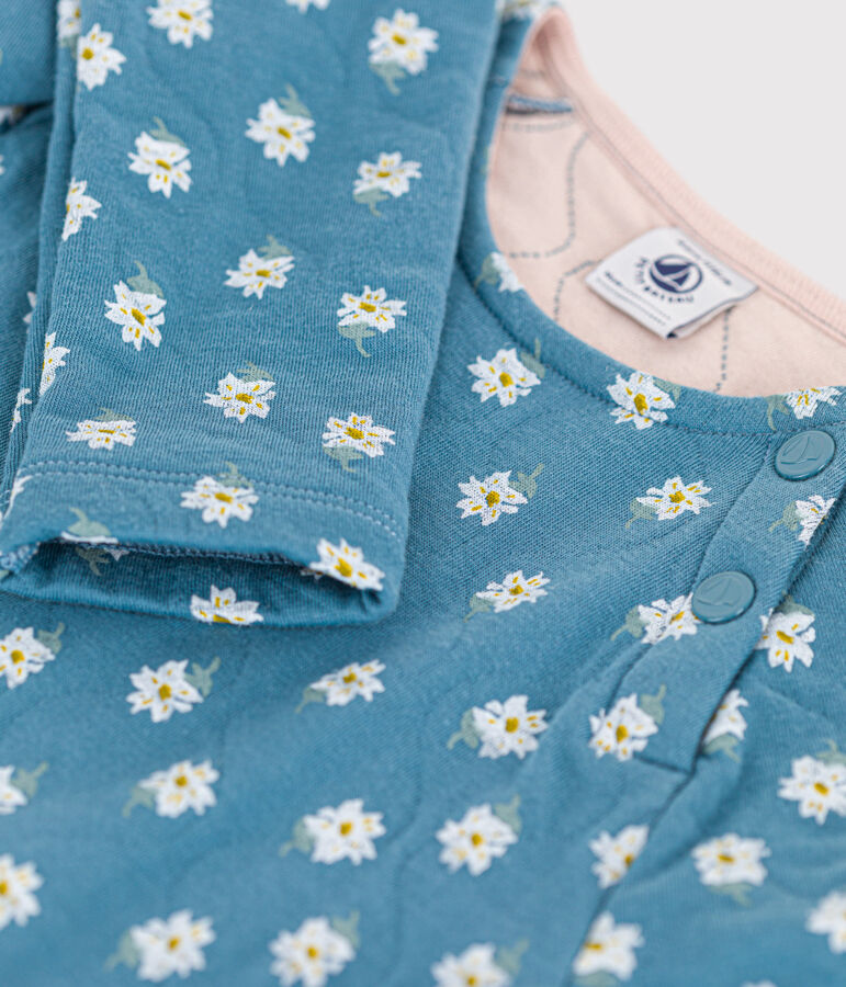 Fleurige meisjesjurk met lange mouwen van tubic blauw/multicouleur