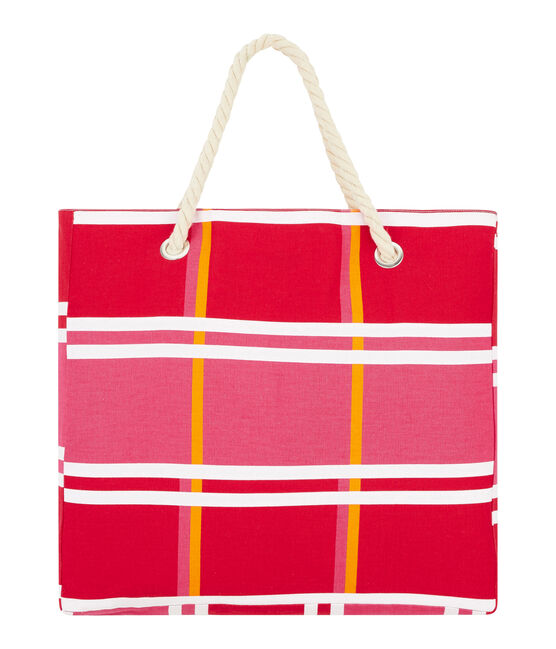 Strandtas roze GEISHA/wit MULTICO