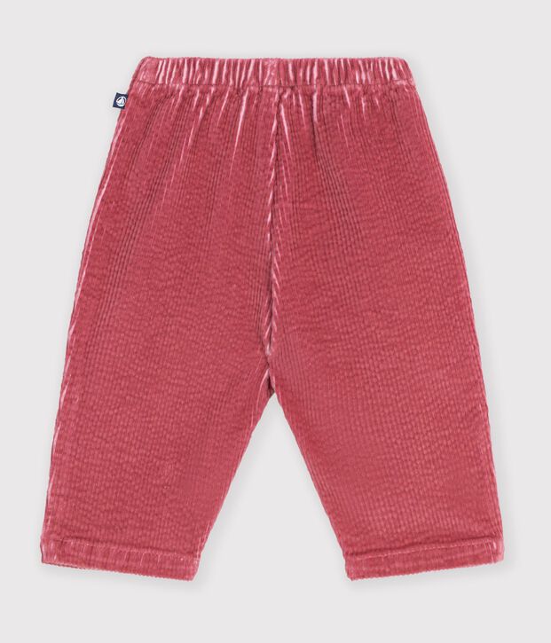 Pantalon b&eacute;b&eacute; en velours uni rose
